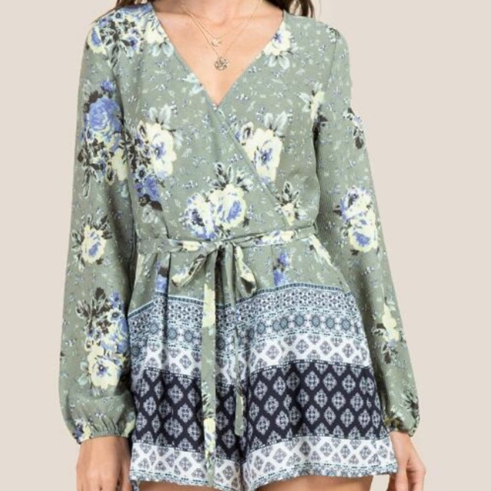Green Floral Romper
